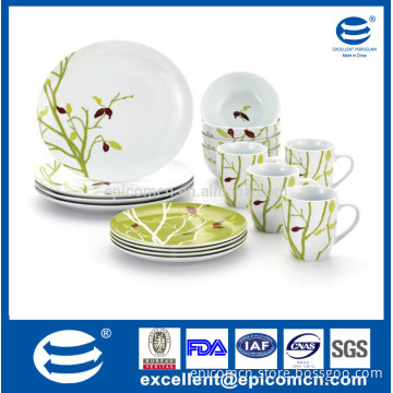 Luxury porcelain tableware porcelain dinner set with bamboo design, porcelain cereal bowl